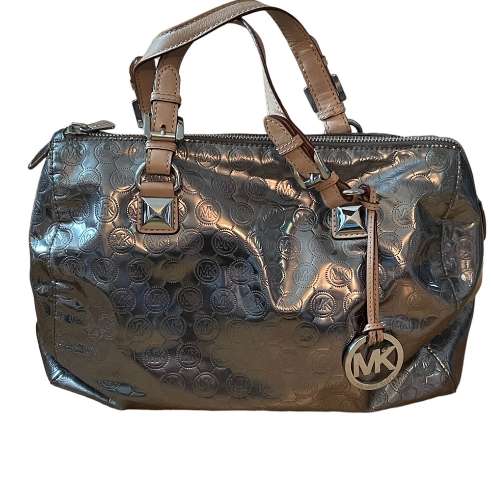 MICHAEL Michael Kors Metallic Silver Satchel, multiple uses. VG condition.